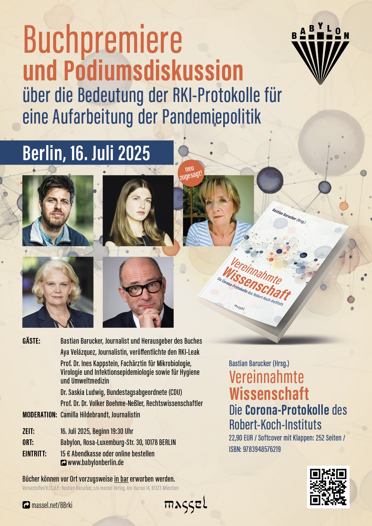
Buchpremiere „Vereinnahmte Wissenschaft – Die Corona-Protokolle des Robert-Koch-Instituts“