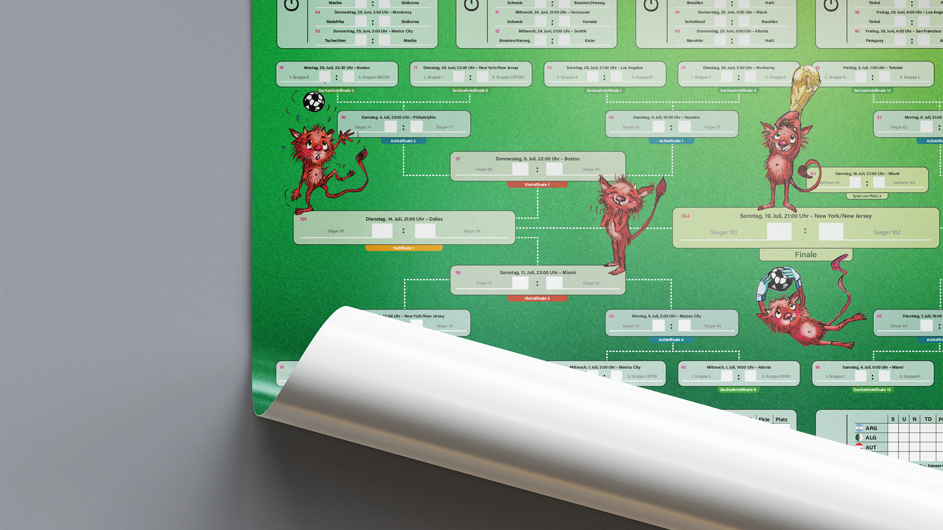 Männer WM-Spielplan 2026 als A2-Poster im Querformat