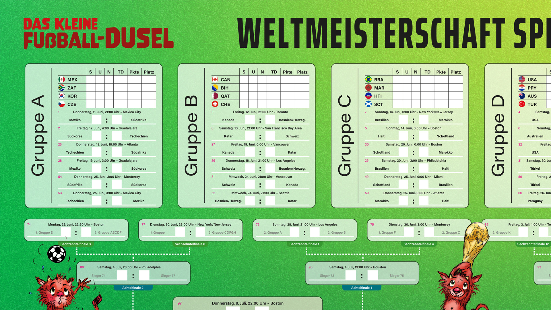 M&auml;nner WM-Spielplan 2026, A2-Poster im Querformat, 11,49 &euro;